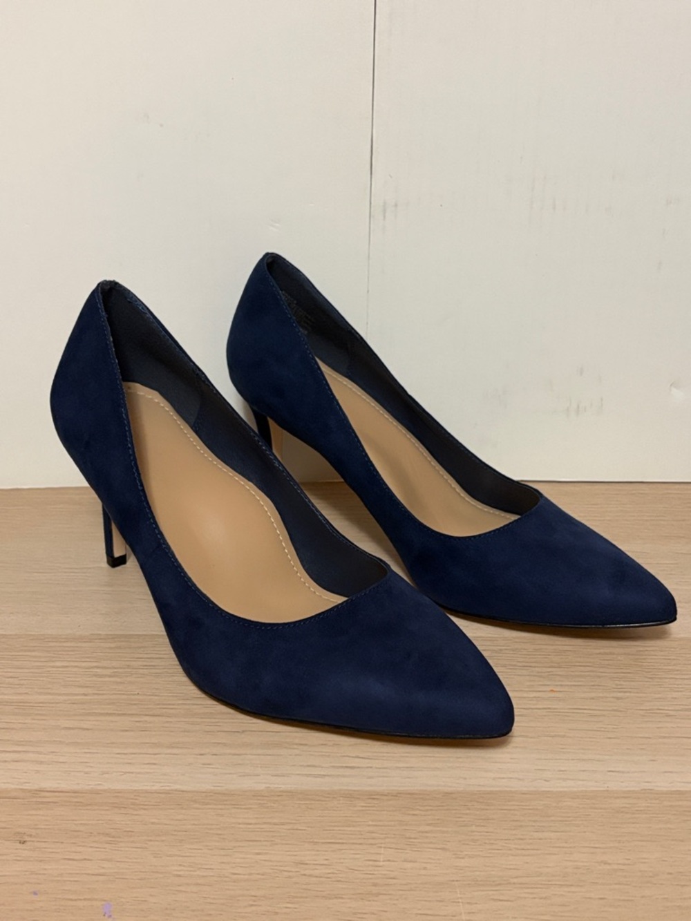 JustFab Navy Suede Pointed-Toe Pumps
